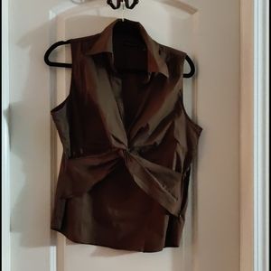 New York & Co Brown Pullover Top w/side zipper